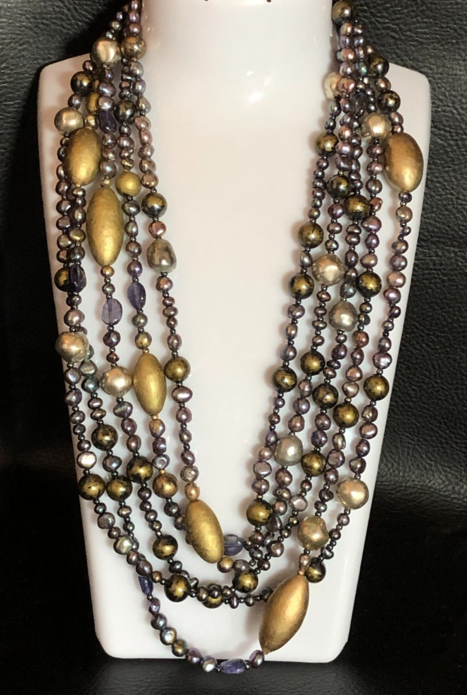 Genuine Pearl Endless Strand Necklace Peacock Metallic Natural Gemstones 94 8484
