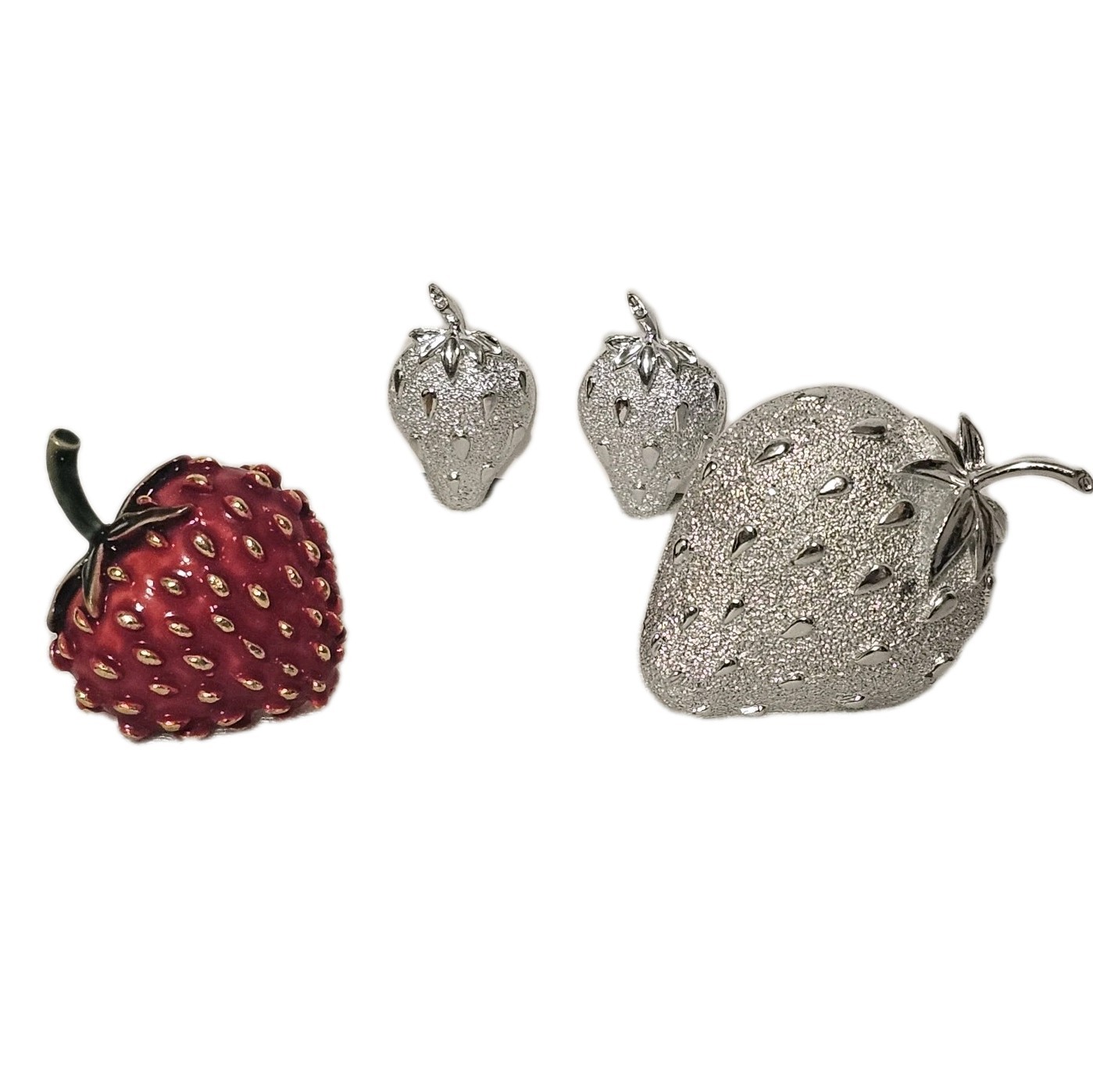 Strawberry Jewelry Lot-Silver Tone Sarah Coventry Set Brooch & Earrings Zentall