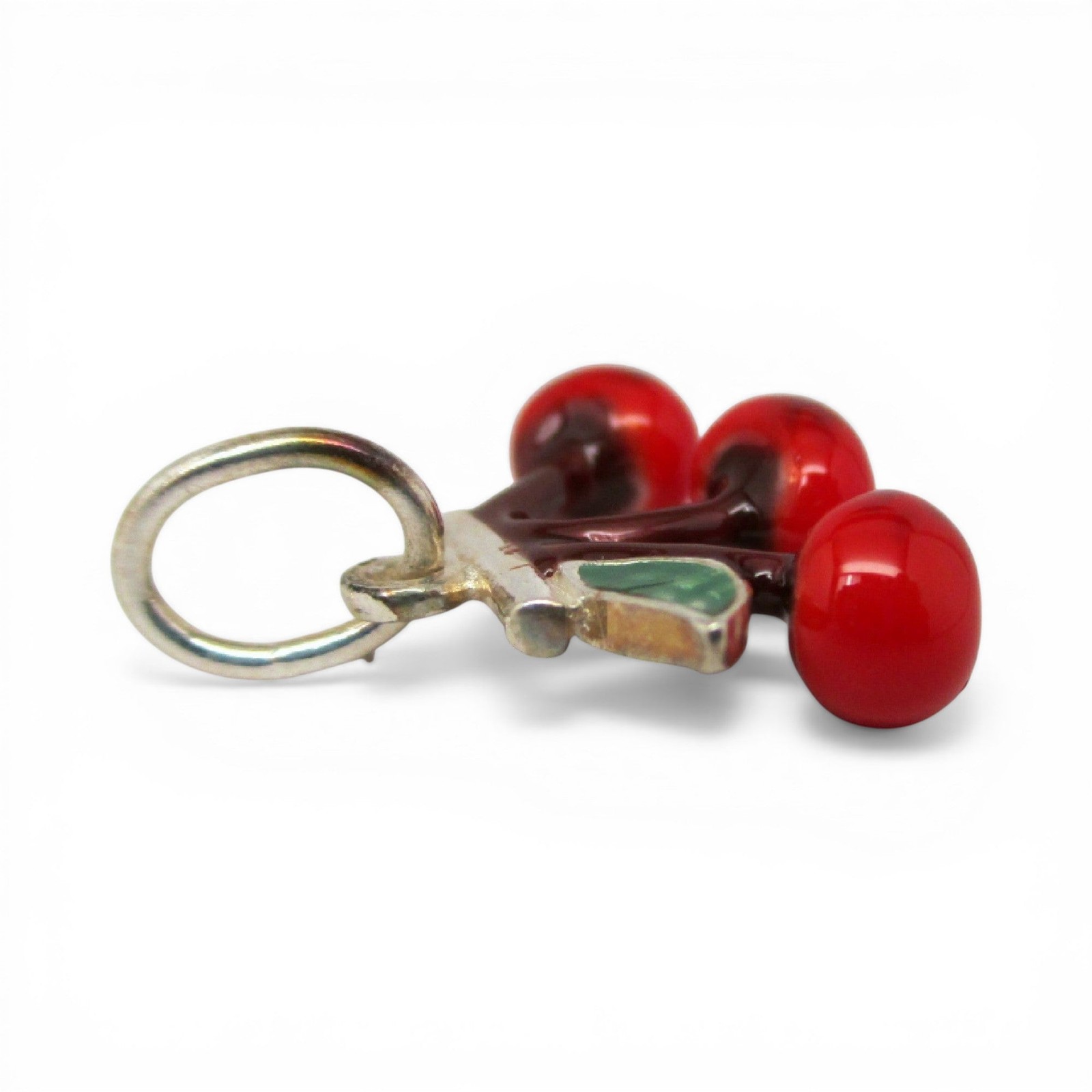 VINTAGE Sterling Silver CHERRIES Charm for Bracelet CHERRY Pendant for Necklace