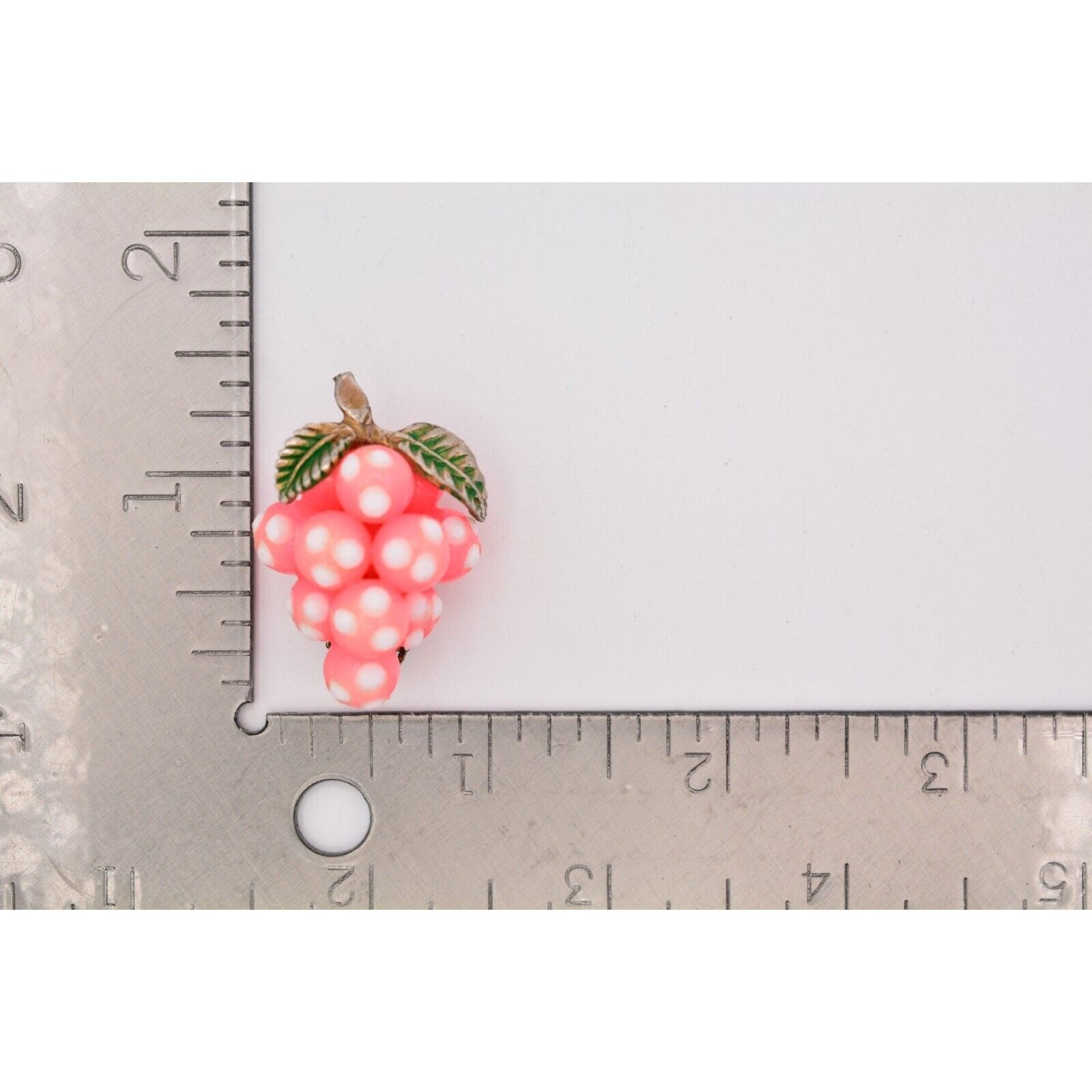 Vintage Grapes Clip On Earrings Pink Glass Resin Enamel Chunky Antique 50s BinAY