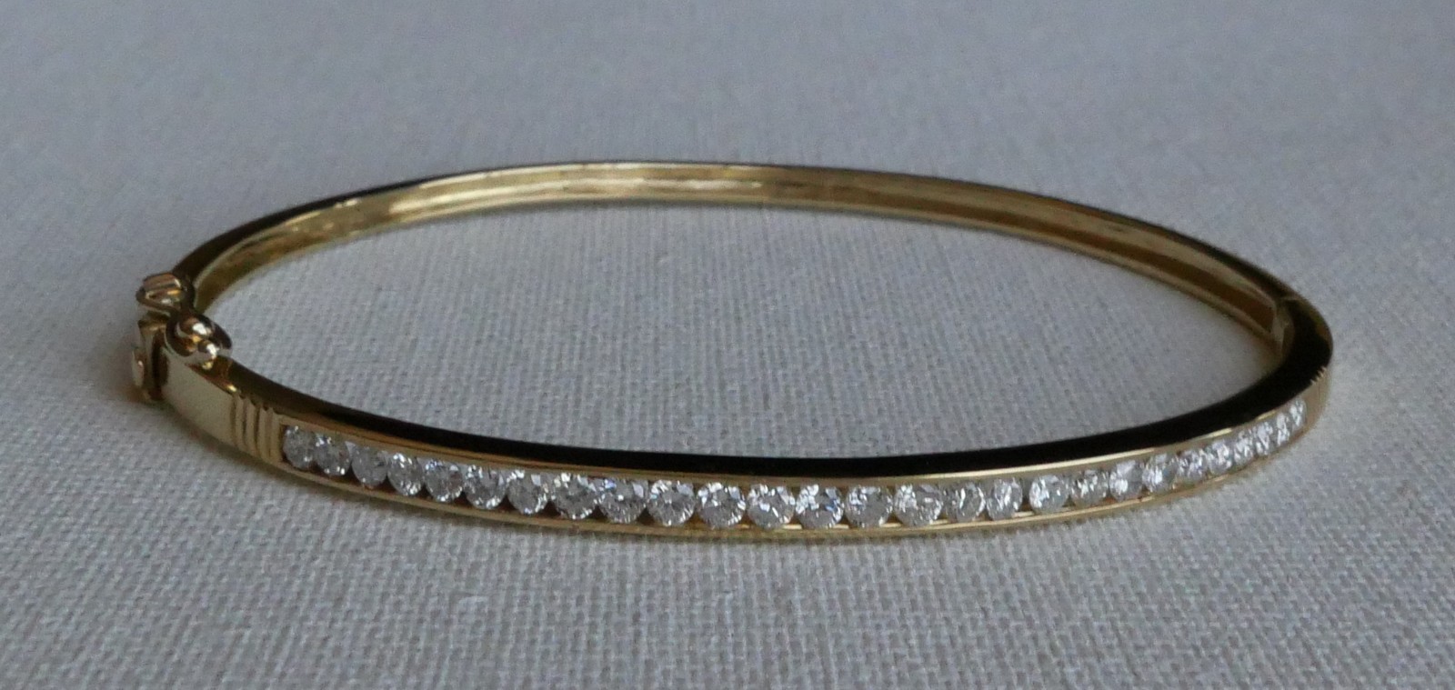18K Yellow Gold Diamond Bangle Bracelet – 0.80 TCW – Secure Double Clasp