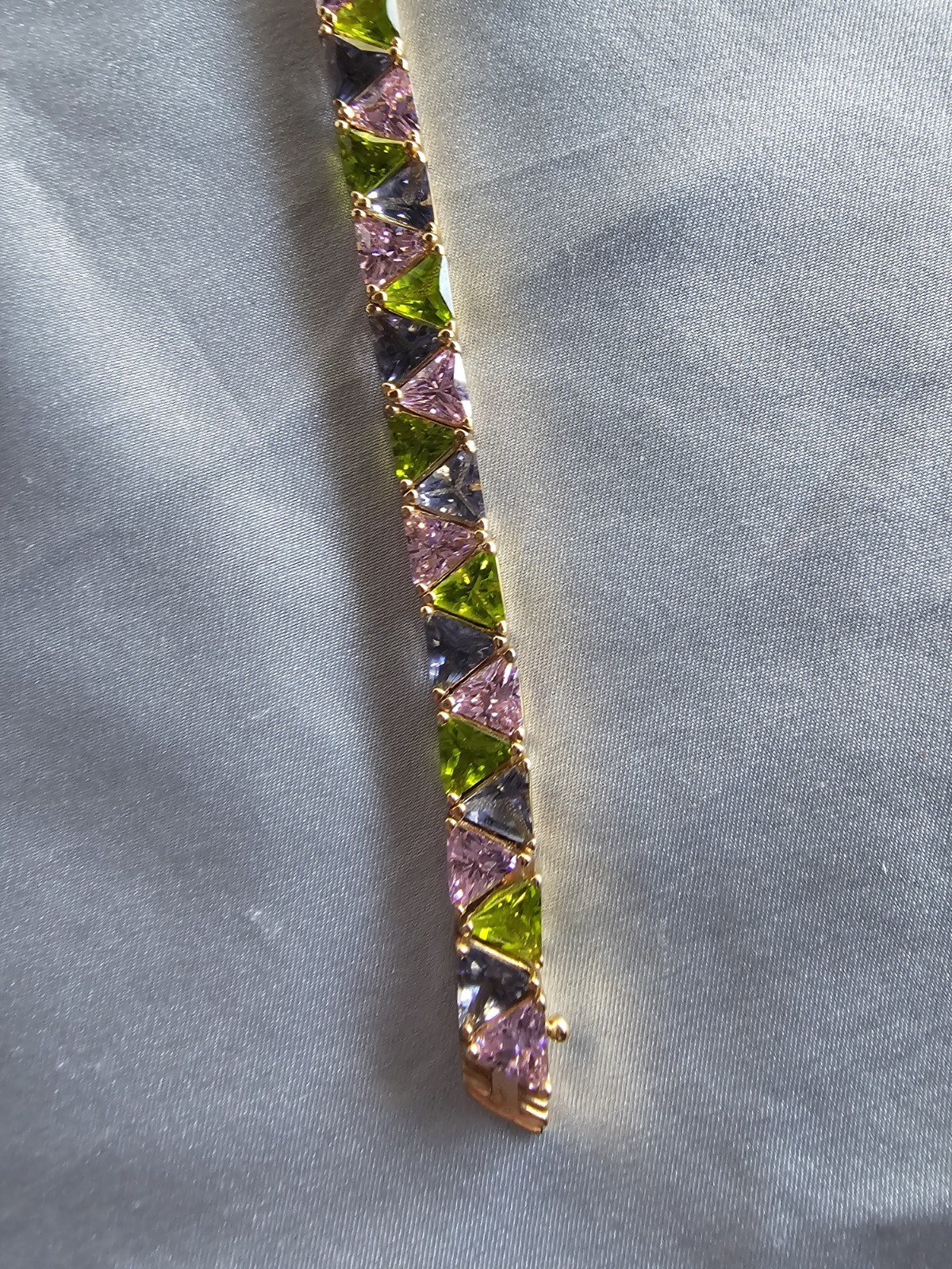 SUZANNE SOMERS 925 STERLING SILVER VERMEIL MULTICOLORED TRILLION CUT BRACELET