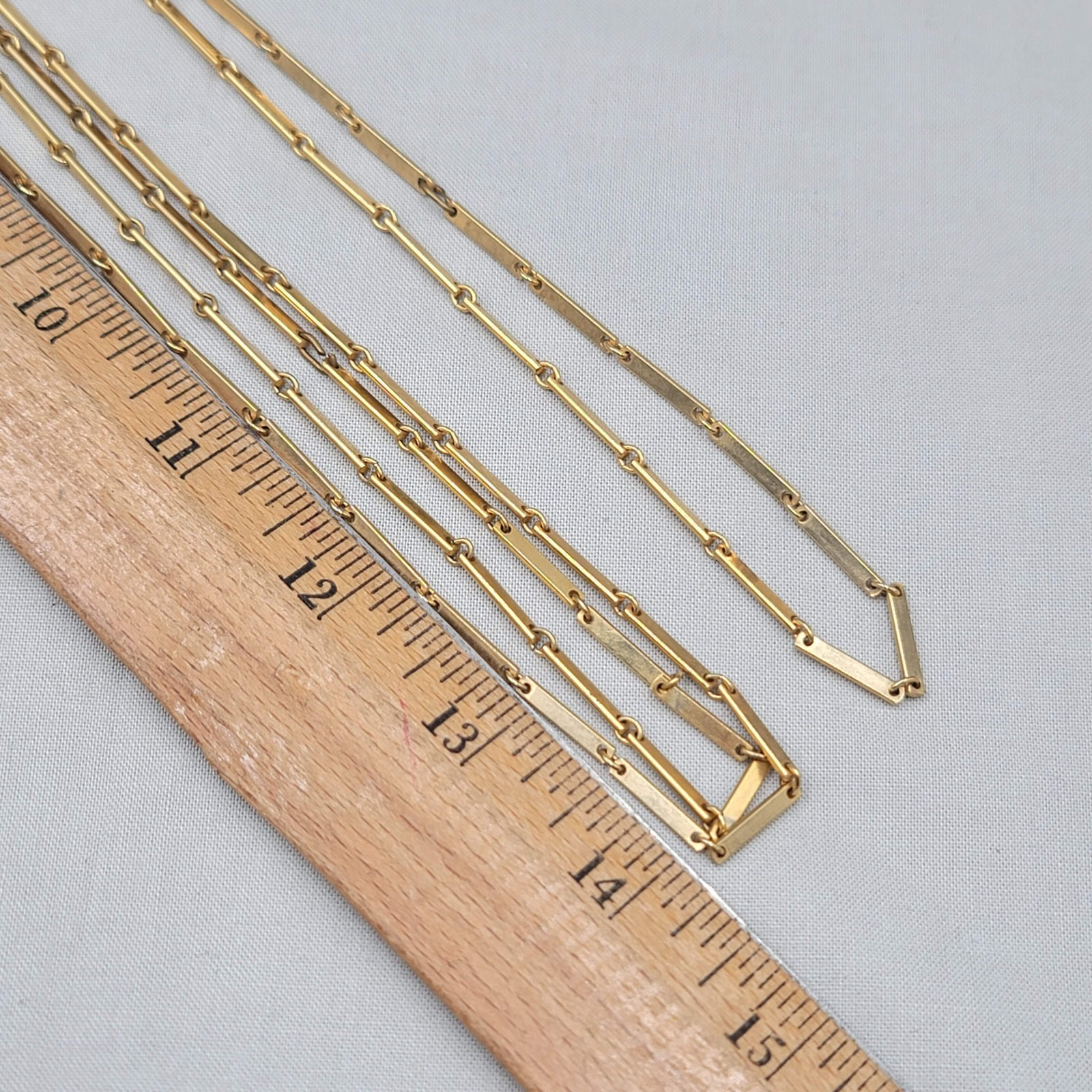 Vintage Bar Link Chain Necklace Gold tone Very LONG 84″