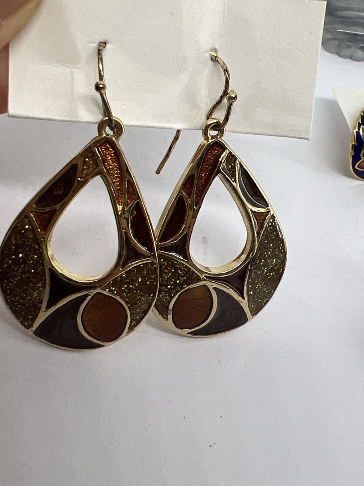 6 Vintage Goldtone Enamel Flower Butterflies Pierced Earrings Monet Avon