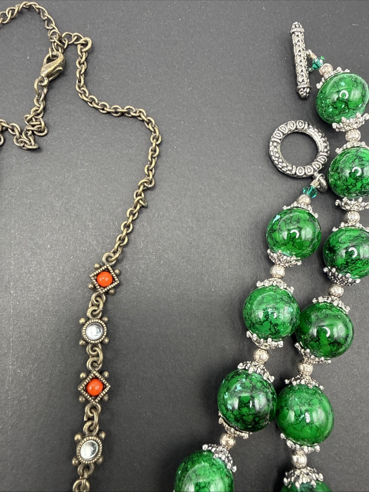 Lot Of 5 Necklaces Vintage To Now Crystal Beads Rhinestone B44