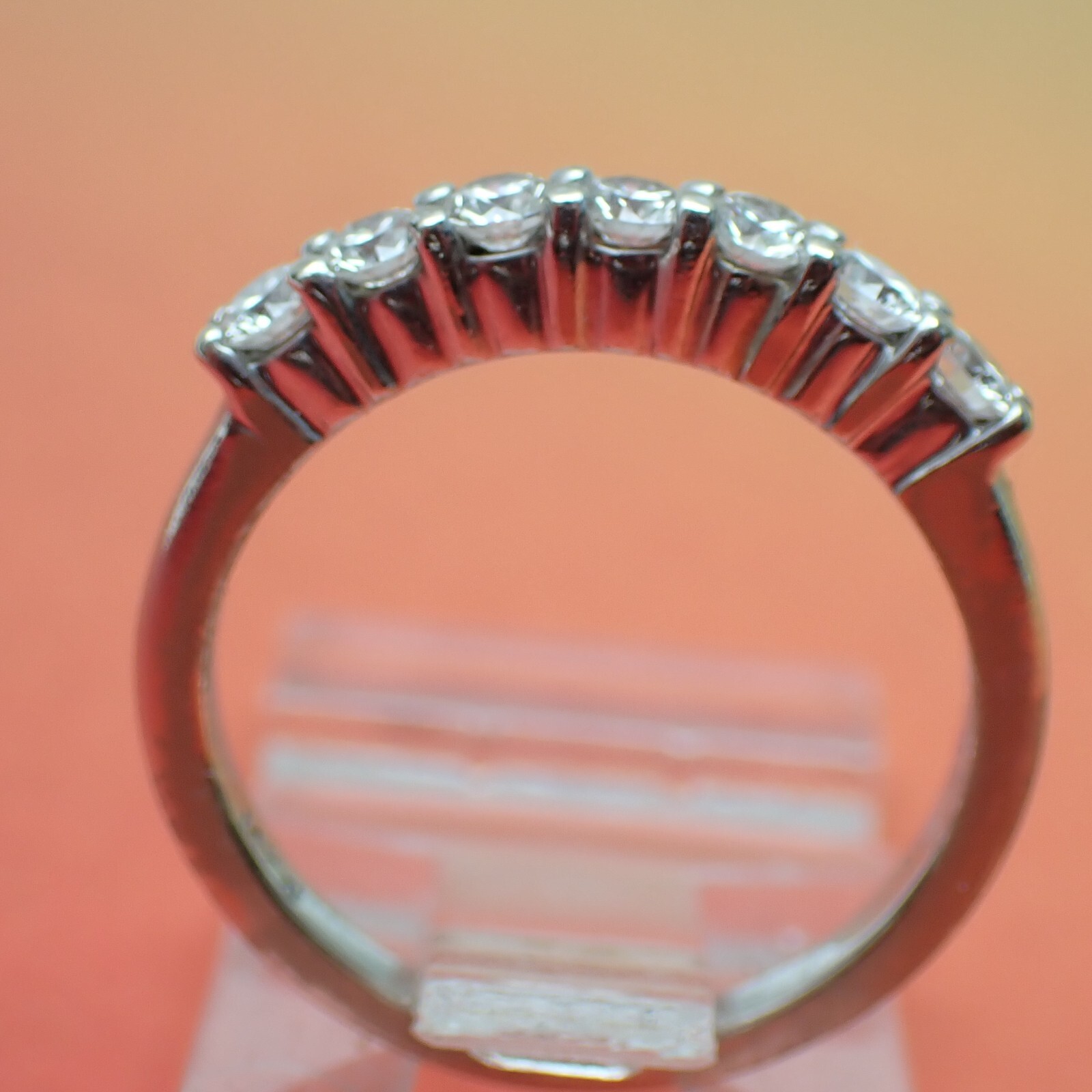 7 Diamond Wedding Band 14K White Gold Ring 0.35ct Full Cut Stones Size 5 2.5g