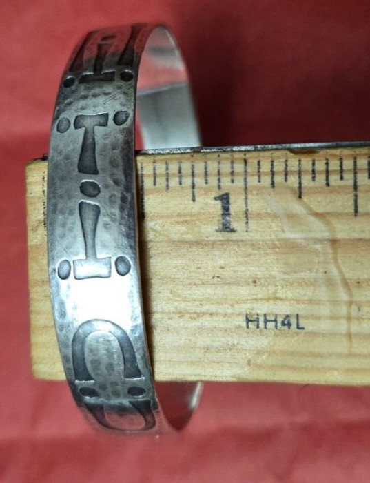 VTG 925 Sterling Silver WOHELO Campfire Girl Cuff Bracelet Etched 1/2 Inch 16g