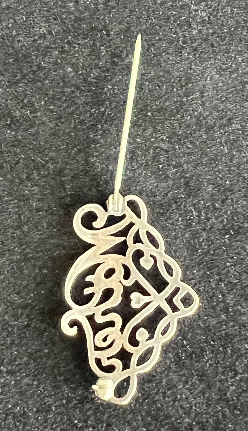 Vintage 925 silver “Mother” pin/brooch with flowers, hearts, and flourishes