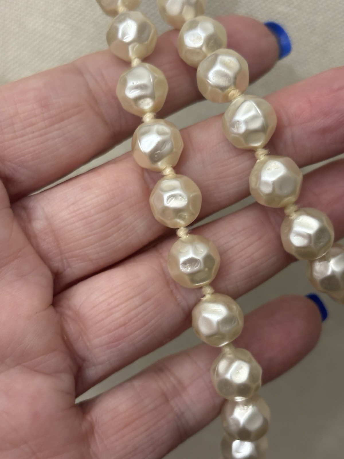 Elegant Faux Pearl Necklace Very Light Weight Single Strand 60”