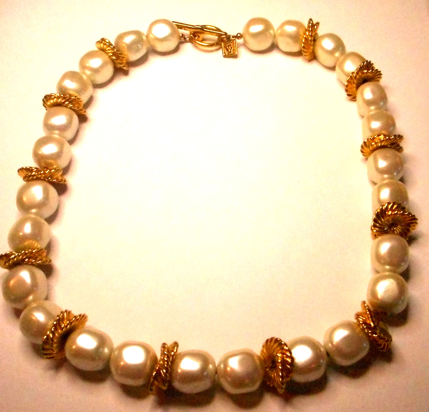 Vintage Signed ANNE KLEIN Chunky Faux Pearl Statement Necklace