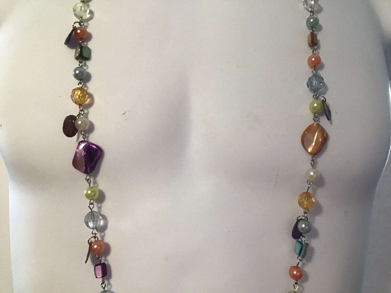 Mother Of Pearl Necklace Double or Single Strand Multi Color Pastels Vintage