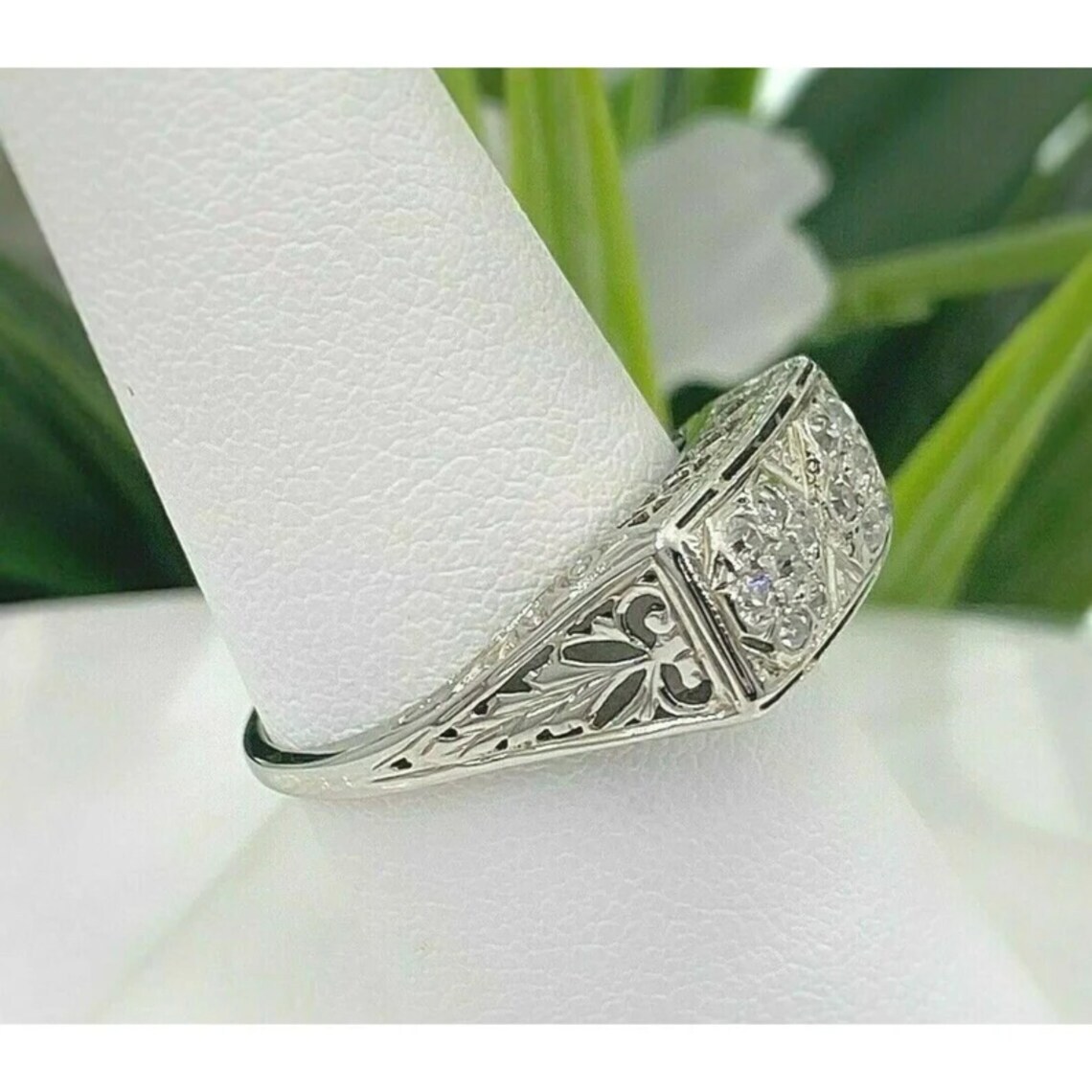 1/2CTW White Round Cut CZ Antique Style Art Deco Engagement Ring In 925 Silver