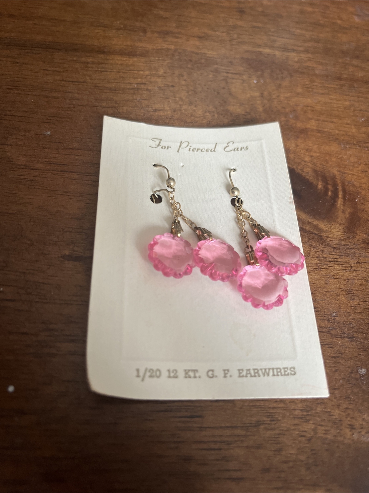 Vtg Pink Stone 1/20 12 Kt G.F. Earwires Costume Jewelry Earrings
