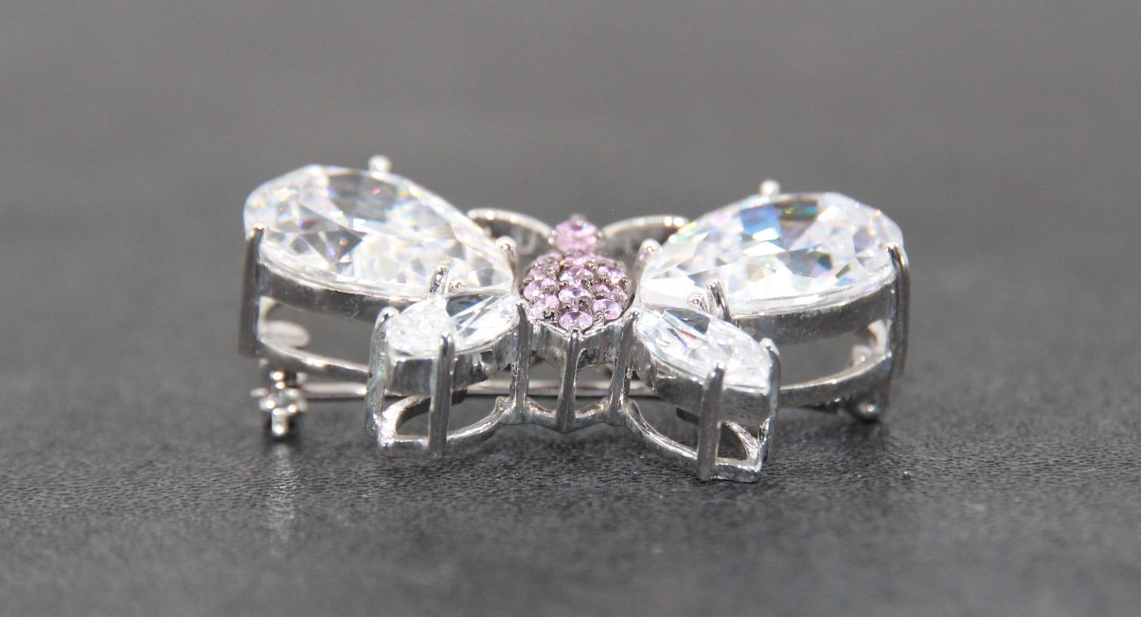 Real Collectibles by Adrienne Pair of Sterling Silver Gemstone Butterfly Pins
