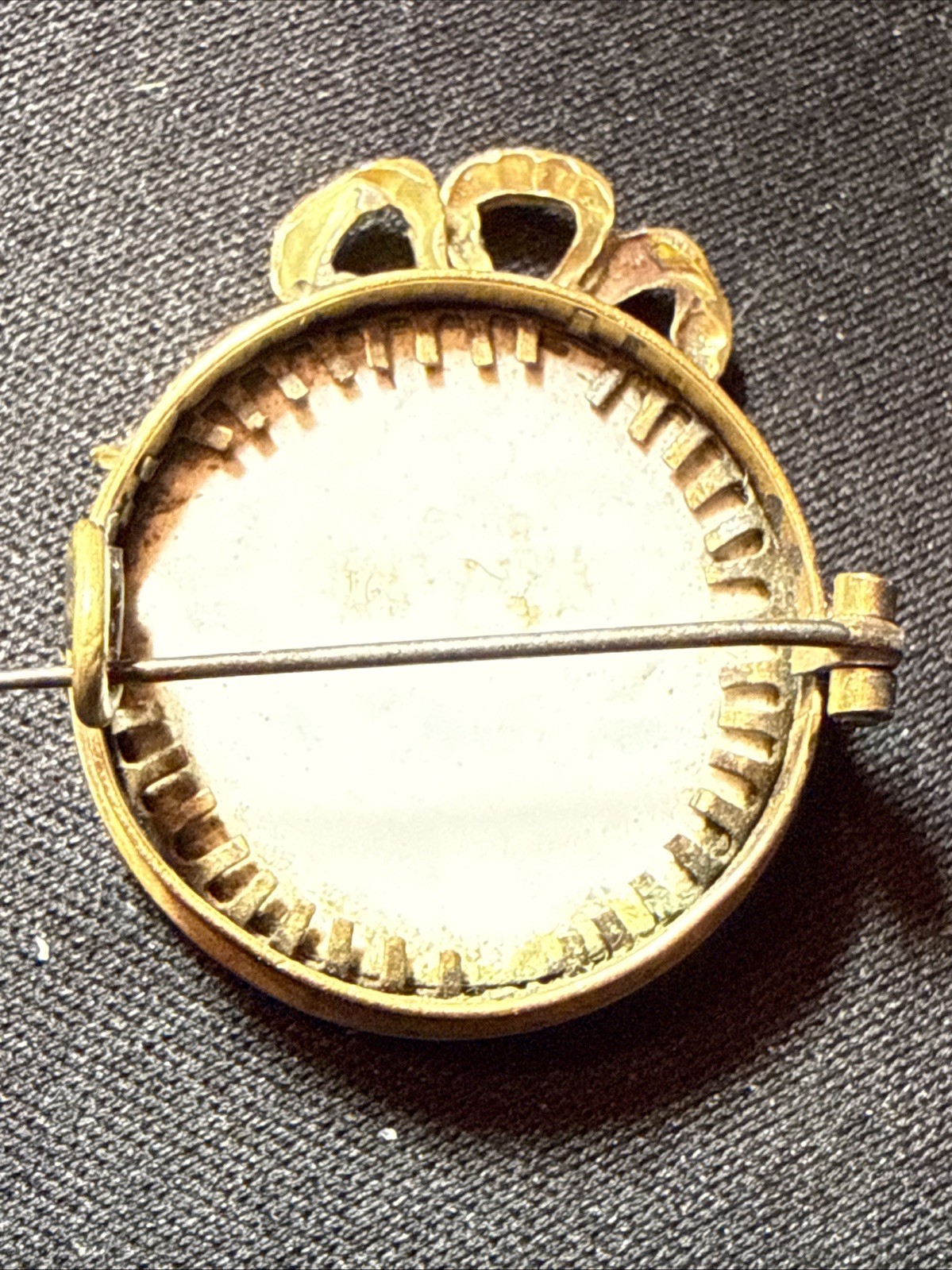 RARE French Antique FIX Metal Hallmarked 18K Gold Plate Photo Pin Brooch FRANCE