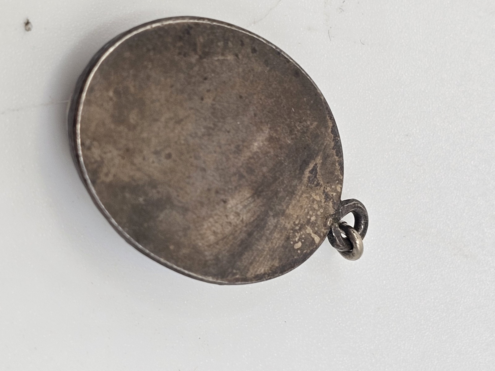VINTAGE STERLING PENDANT WHITE & BROWN STONE OVAL ESTATE JEWELRY COLLECTIBLE