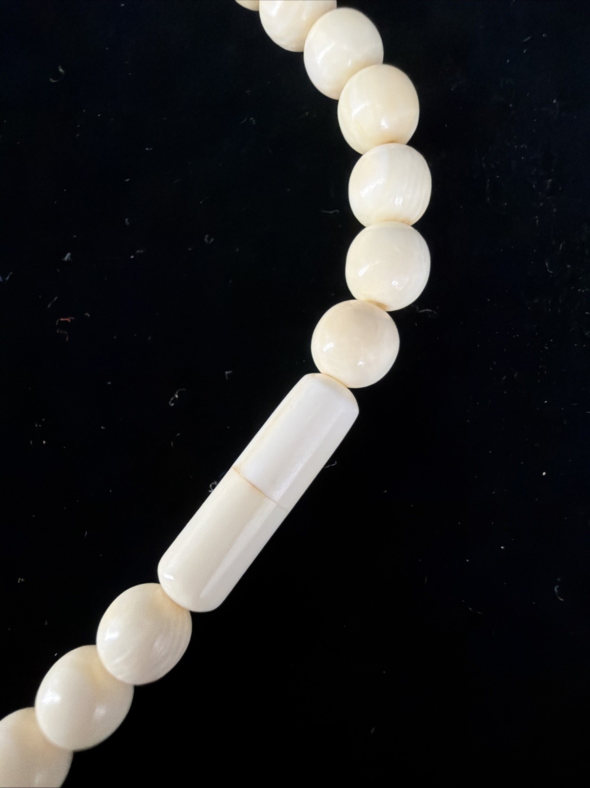 Vintage White Resin Rose Long Hand Beaded Statement Necklace 22”
