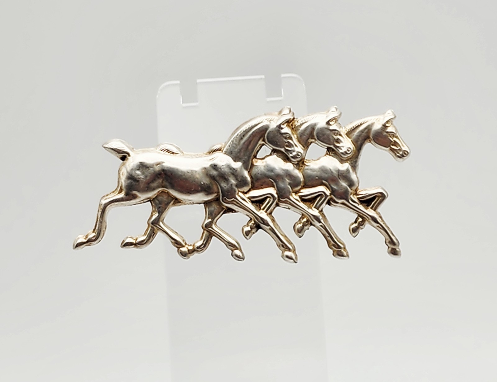 Silverman Brothers Vintage Sterling Silver Running Horses Brooch Pin