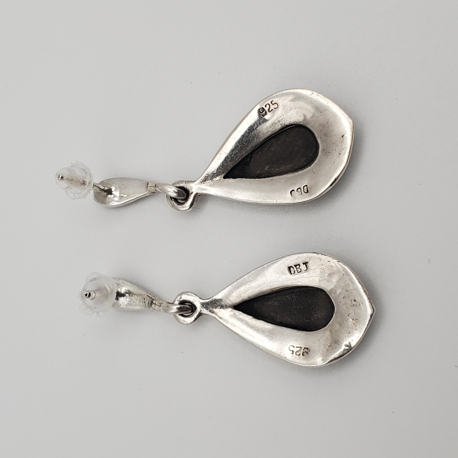 Vintage Dee Berkley Jewelry DBJ Black Onyx Sterling Marcasite Drop Earrings