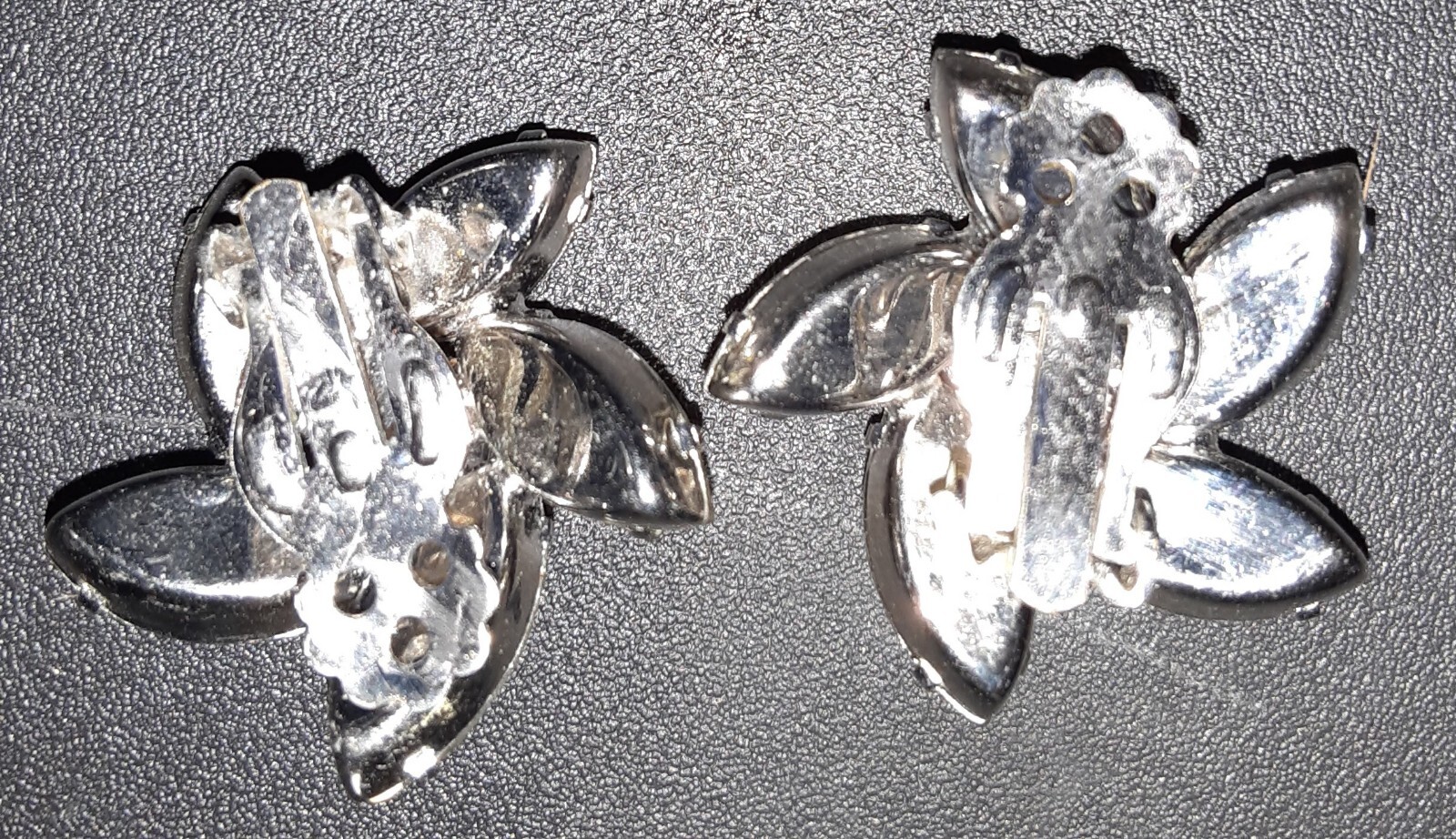 Vintage Rhinestone Statement Earrings Clip On Unsigned 1 1/2 inches across