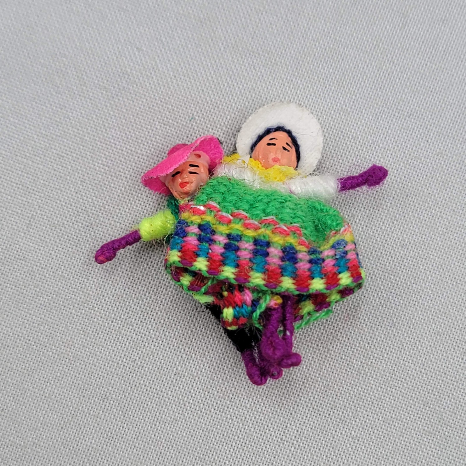 Vintage Guatemalan Worry Doll Pin Brooch 1.25″