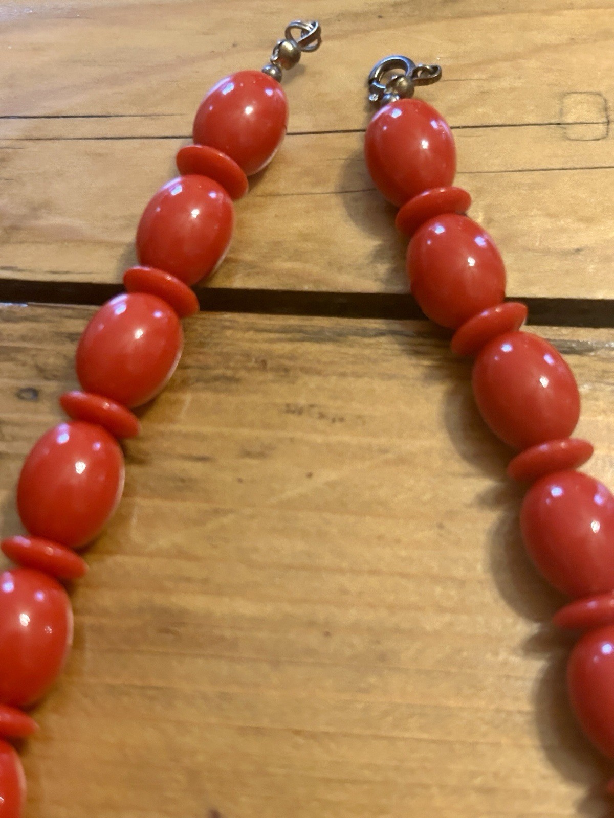 Vintage Red jewelry Set. 18” Necklace , Size 8 Ring and Earrings.