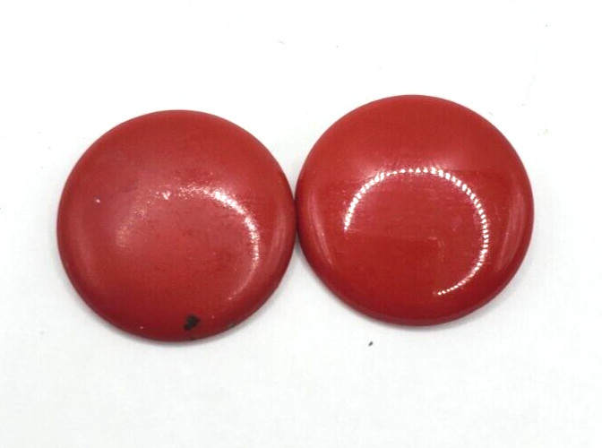 Vintage Red Metal Round Clip On Earrings