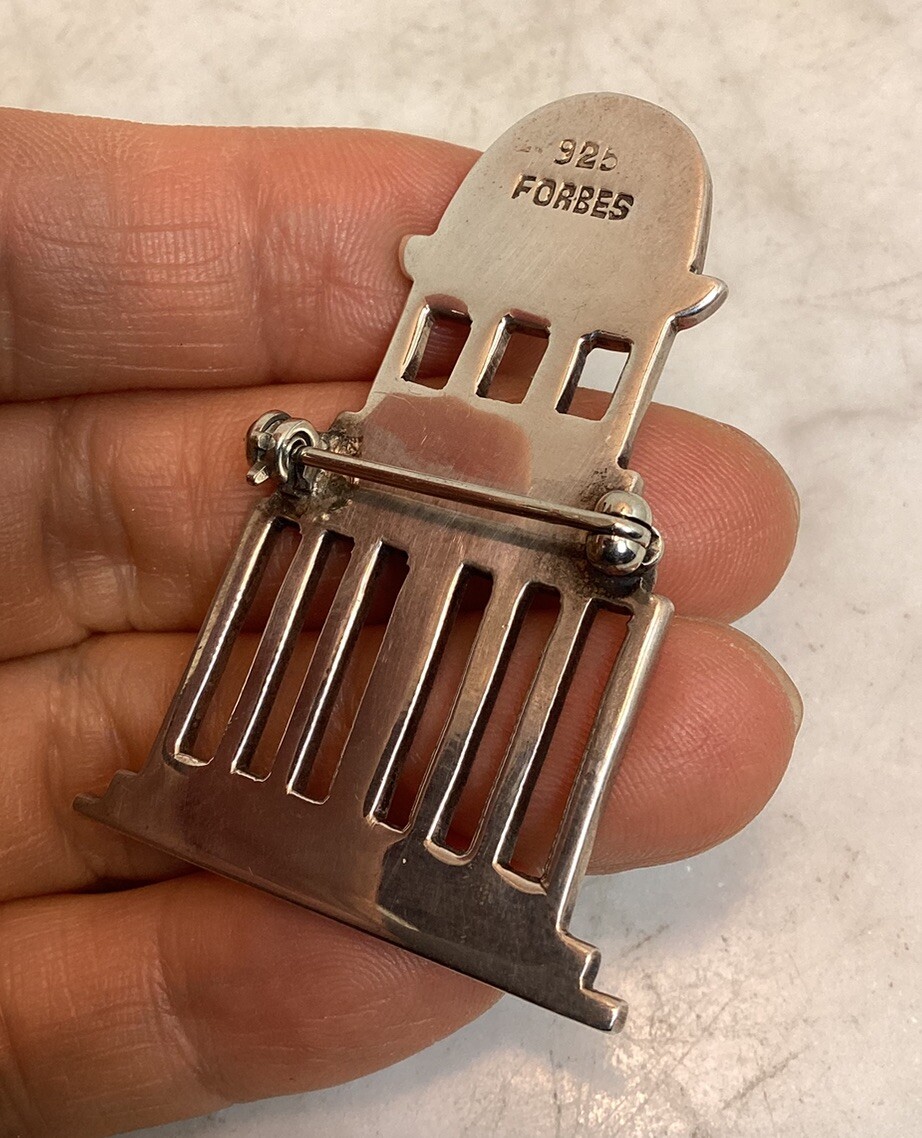 Vintage FORBES Sterling Silver US State Capital Building Pin Brooch Modernist