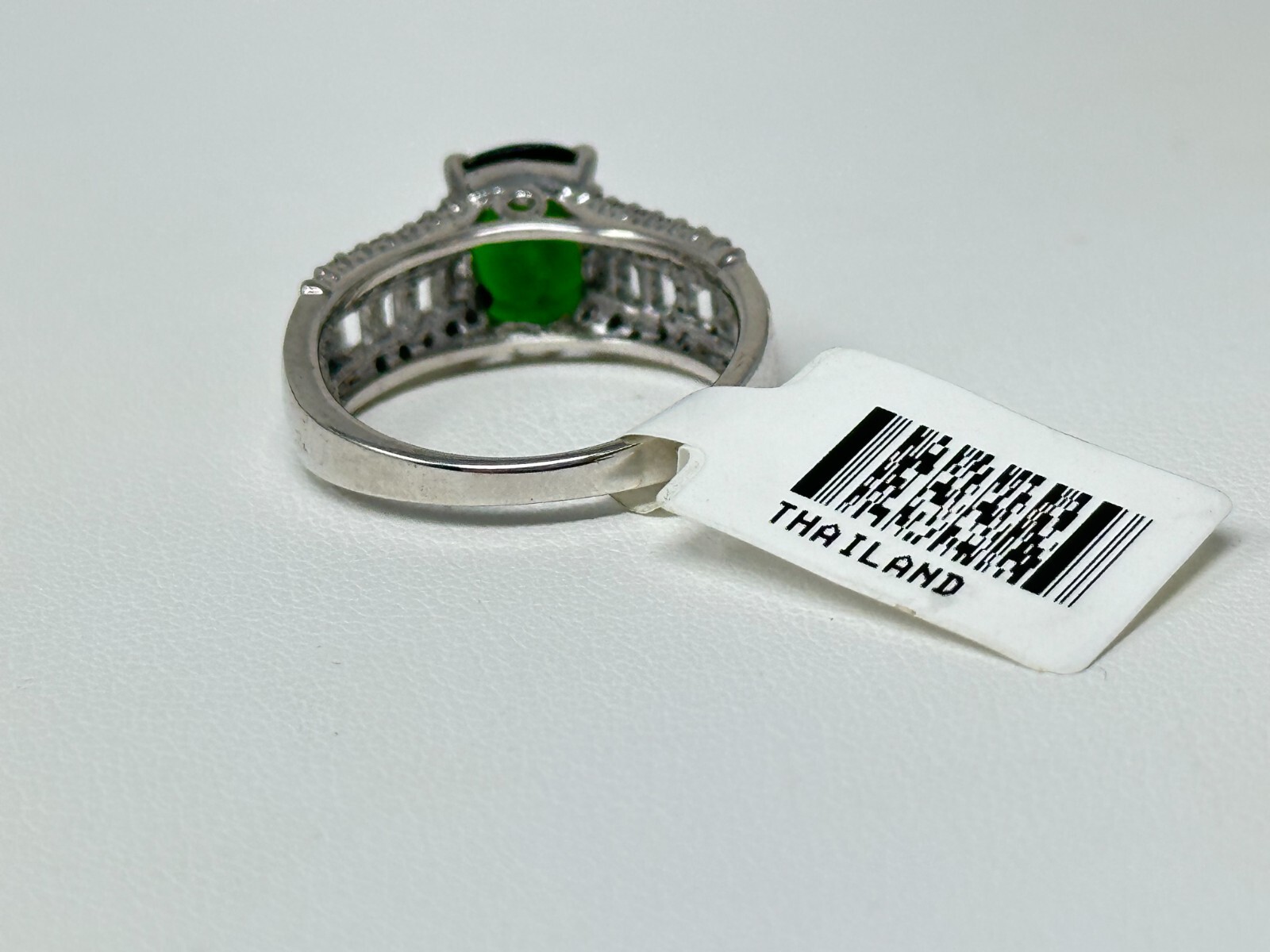 Kit Heath 925 Sterling Silver Signed KH Thailand Green CZ Oval Size 7 Ring