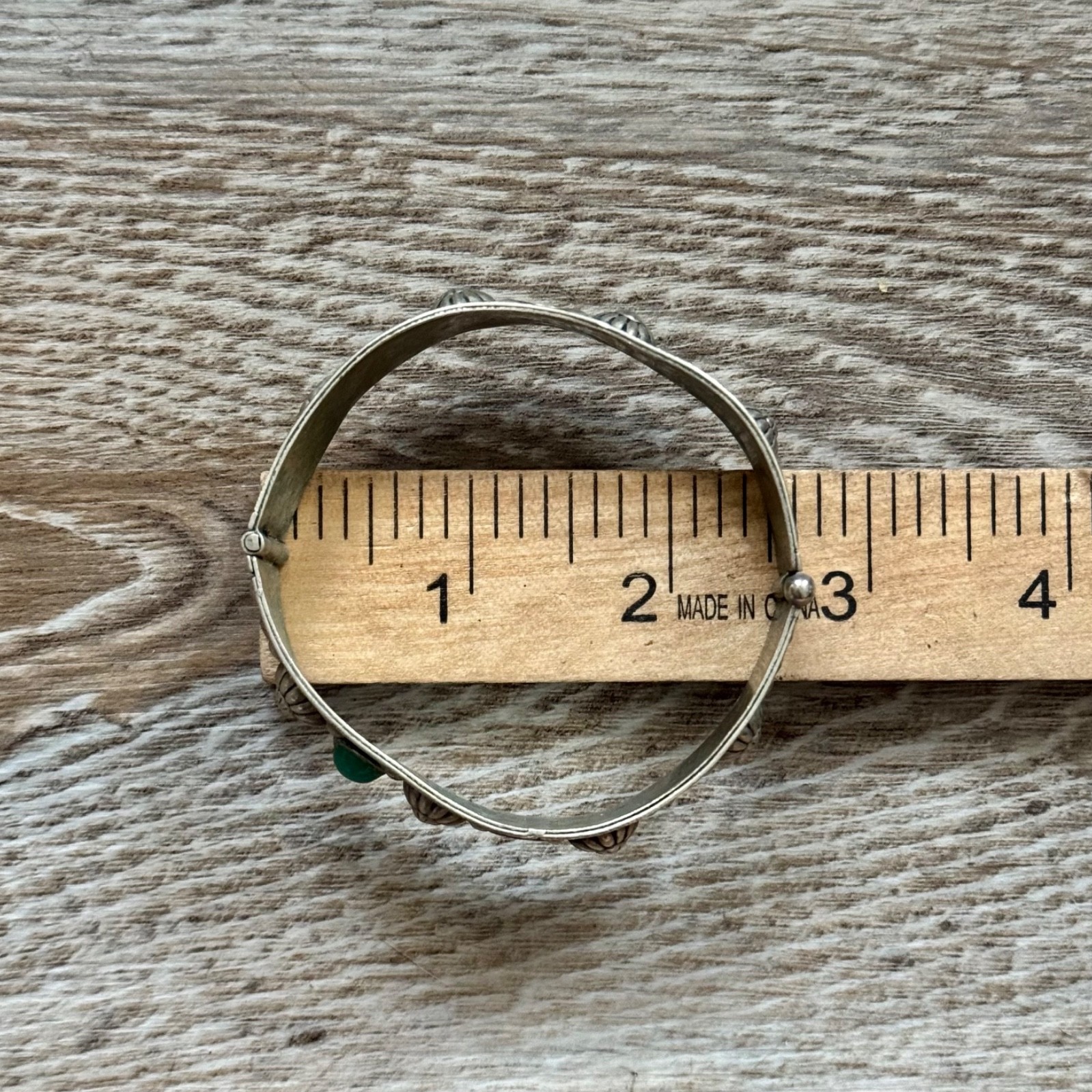 Vintage Alpaca Misshaped Hinged Bracelet Missing Stones Tarnished Double Stamp C