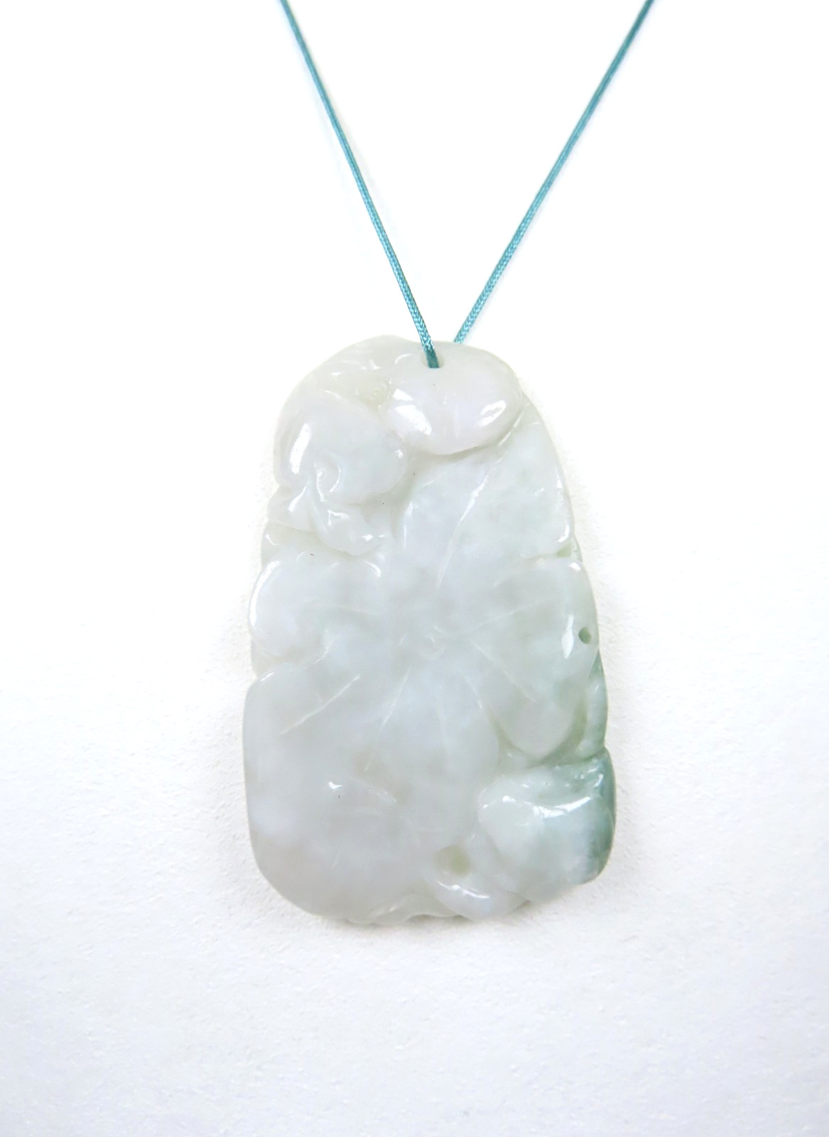 Vintage Chinese Carved Green White Jadeite Pendant