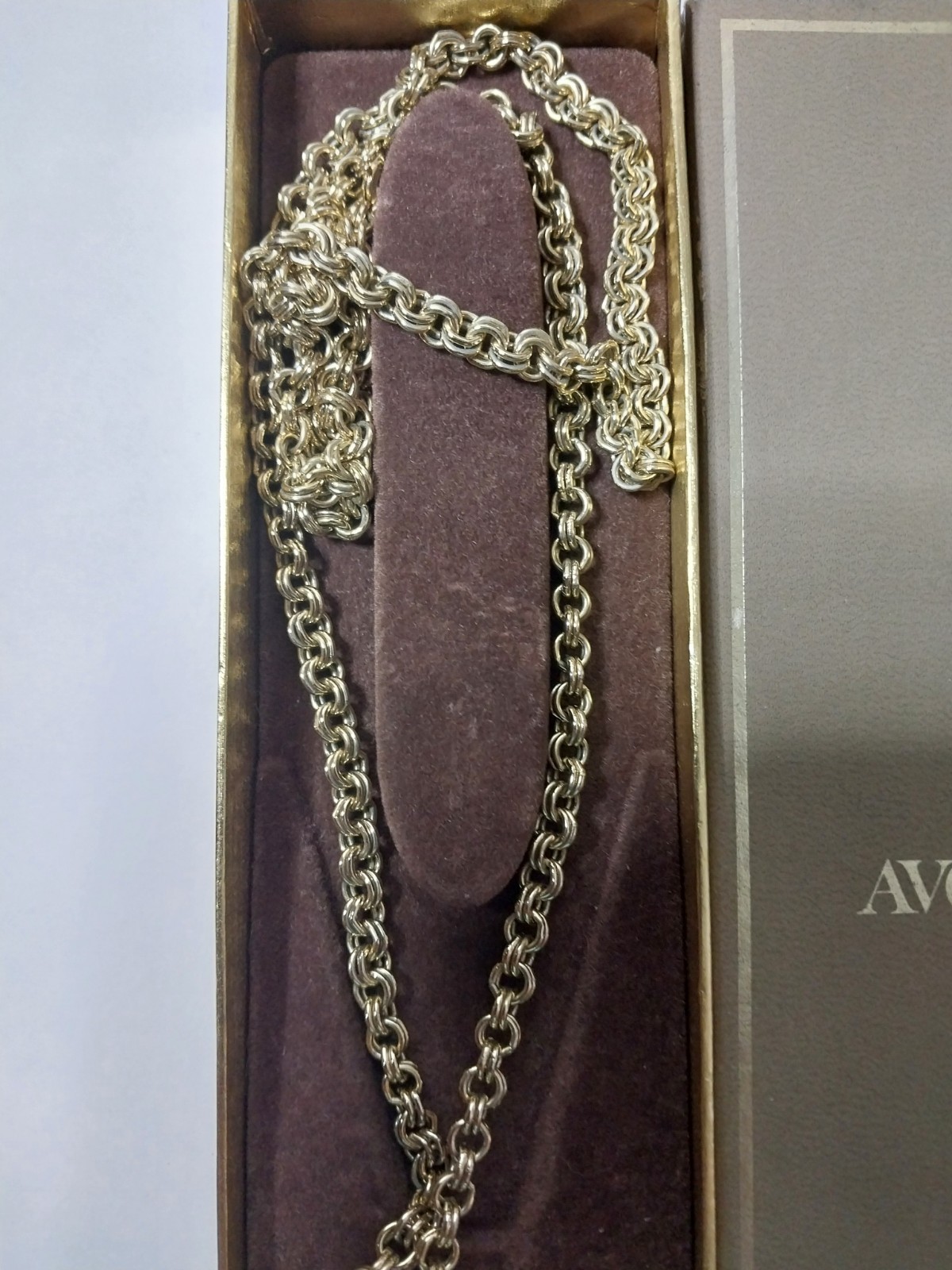 VTG 1971 AVON NECKLACE PERFUME BOTTLE EMPTY RETRO CLOCK MOON WATCH JEWELRY NIB