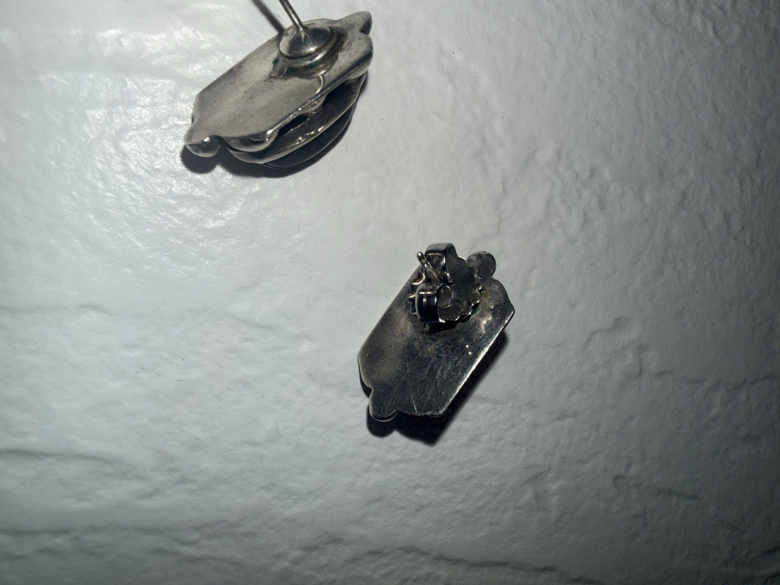 vintage RETRO 1940’s STERLING silver BLACK onyx SPRATLING era PEIRCED earrings