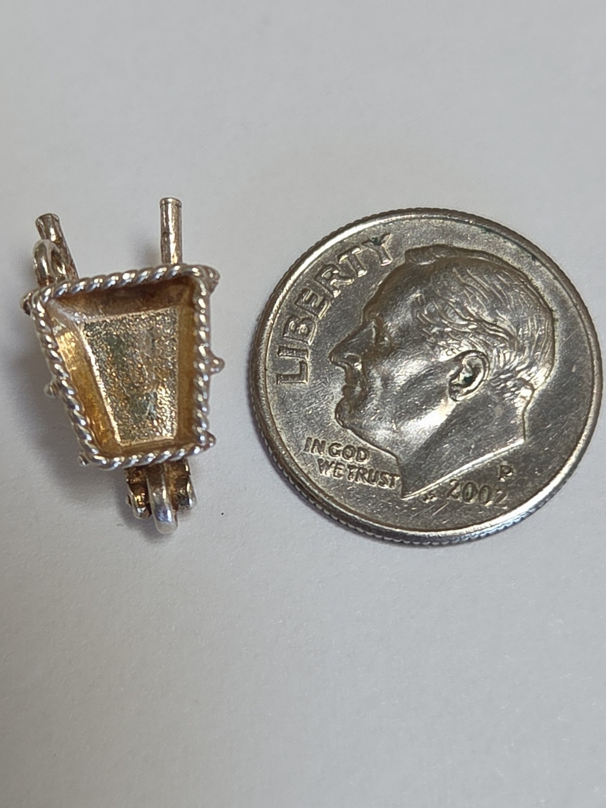 Sterling Silver ~ Wheelbarrow Charm ~ UNIQUE DESIGN ~ VINTAGE