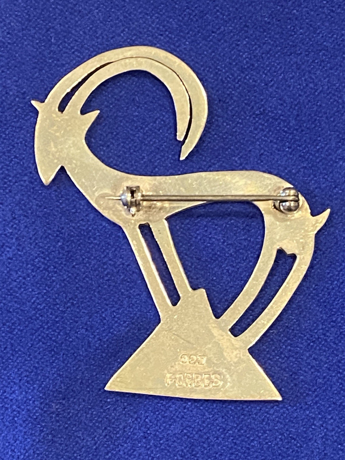 Vintage Signed Anne FORBES 925 Antelope Brooch 9.06gr