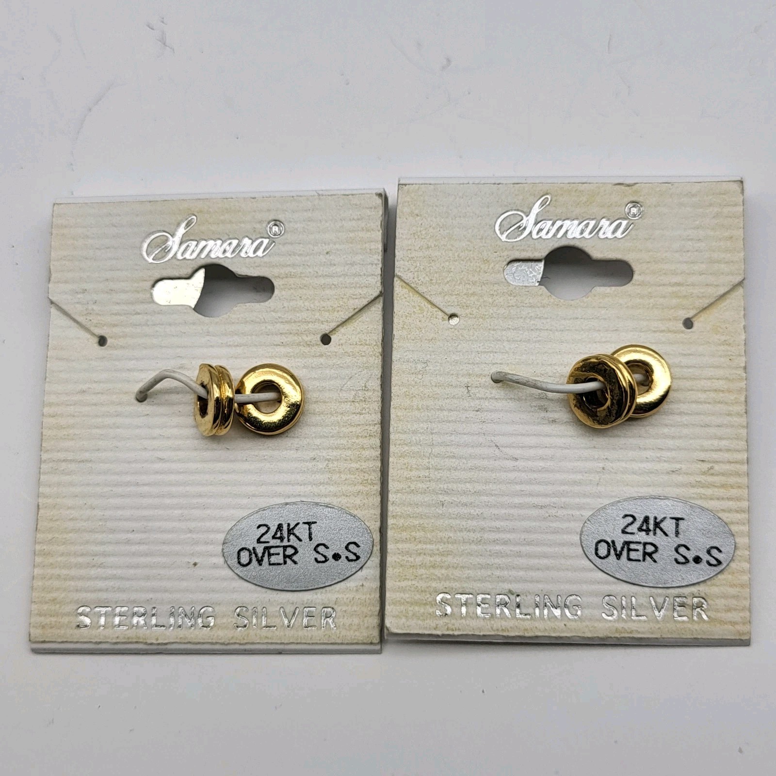 vintage gold plated spacer beads for slide charm bracelet on card