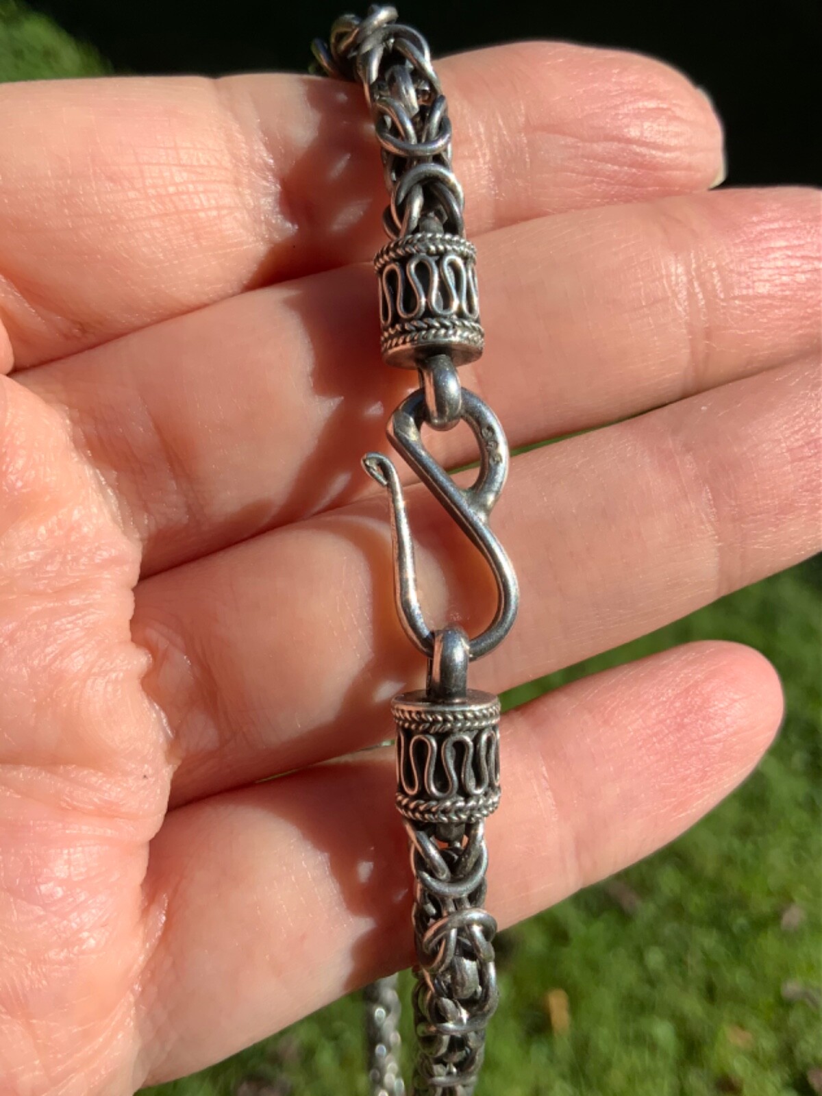 Vintage Sterling Silver 18” Byzantine Necklace Artisan Handcrafted 54.5 Grams