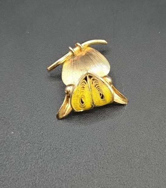 Vintage Signed CW 12K Gold Filled, Filigree Owl Pin Brooch