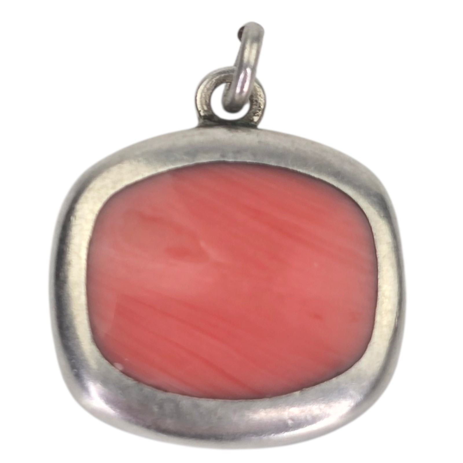 Vintage Signed ATI Mexico Sterling Silver Pink Rhodochrosite Modernist Pendant