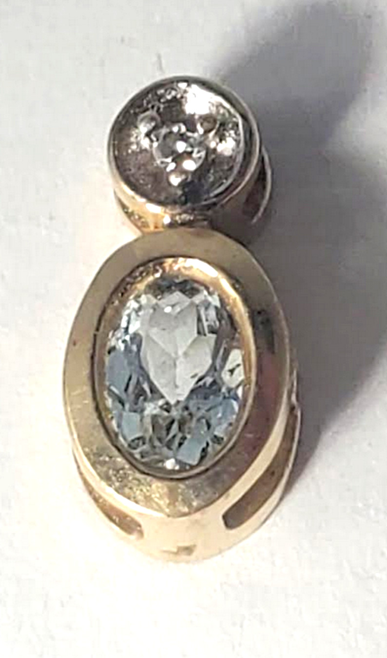 Vintage 14K Y Gold Aquamarine Diamond Necklace Pendant Lot