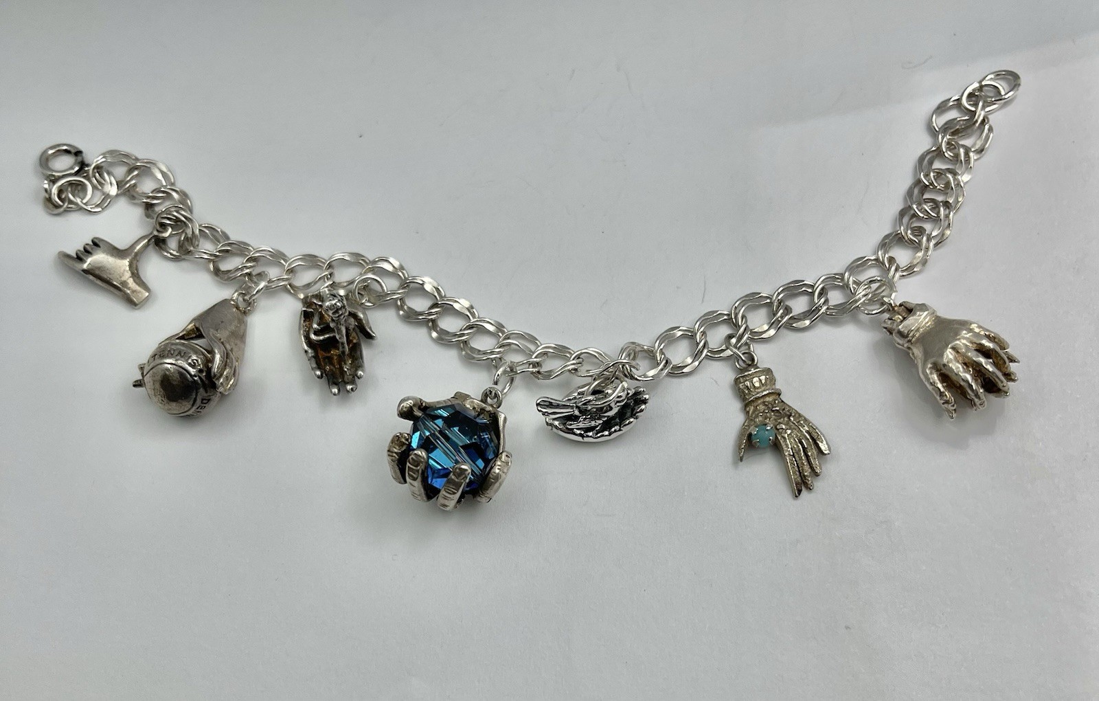 Vintage MCM HANDS that Hold Surprises Sterling Silver Charms Pendants Fobs