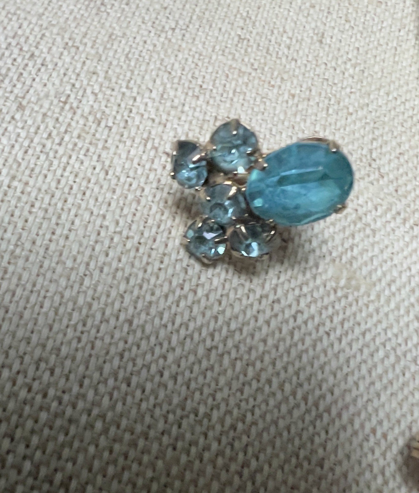 Vintage Aqua Rhinestone & Faux Pearl Jewelry Set – 3 Pieces – Gold Tone