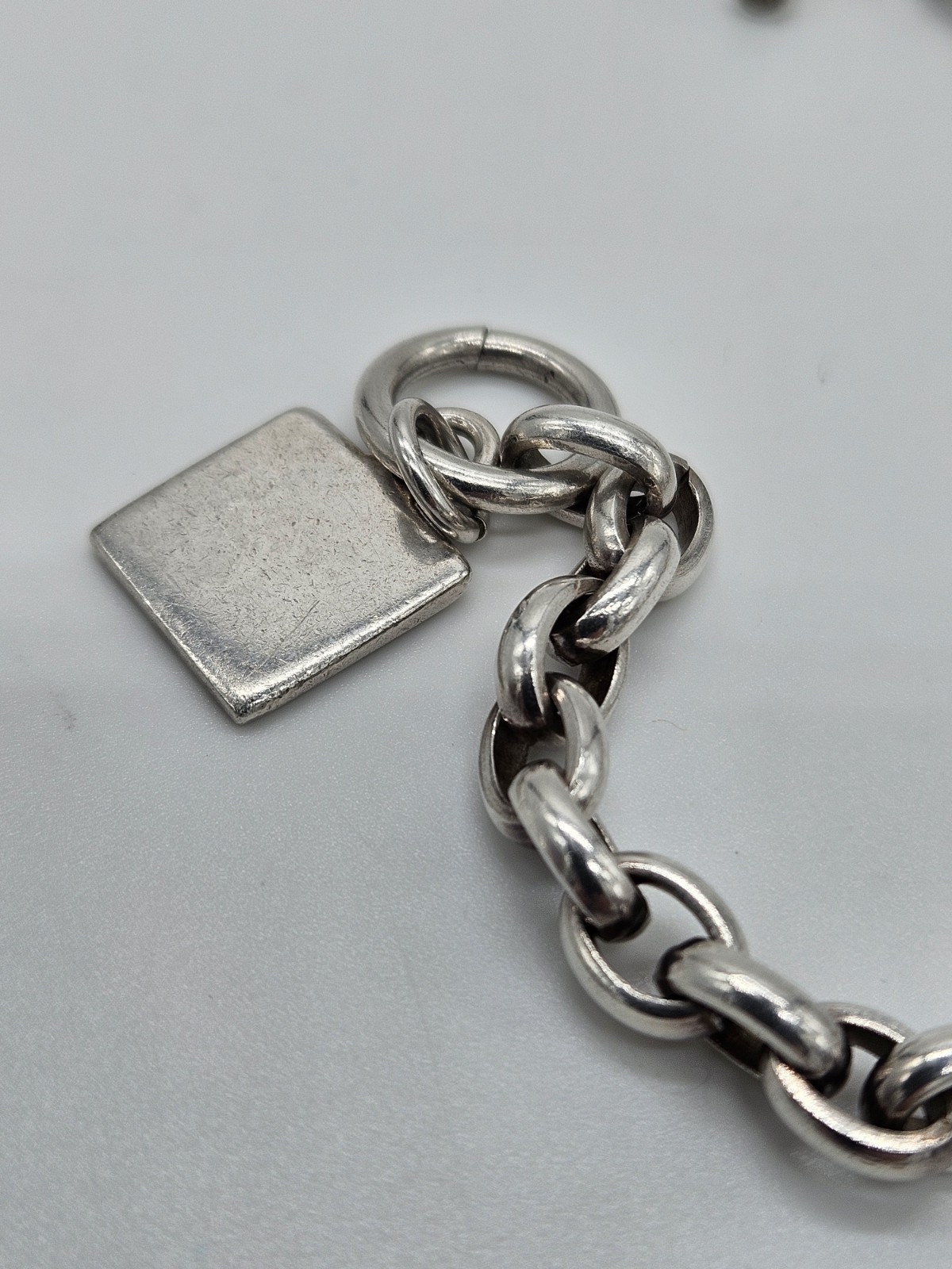 Vintage Sterling Silver 925 Chunky Cable Link Toggle Clasp Bracelet 7″ 28g