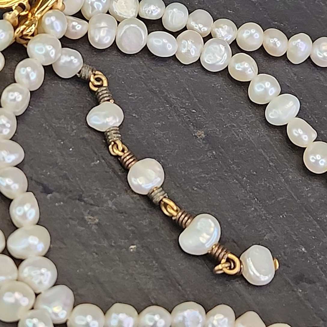 Vintage Freshwater Pearl Necklace White Double Layered Nine West 18″
