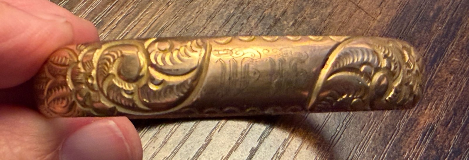 Victorian Totten Sommer 12K Rolled Gold Plate Band Bracelet Larkin Box -READ AI