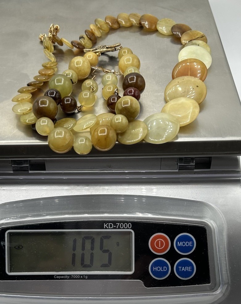 VTG Lot Retro Earth Tones Gem Stone Bracelet Earrings Choker Necklace Toggle