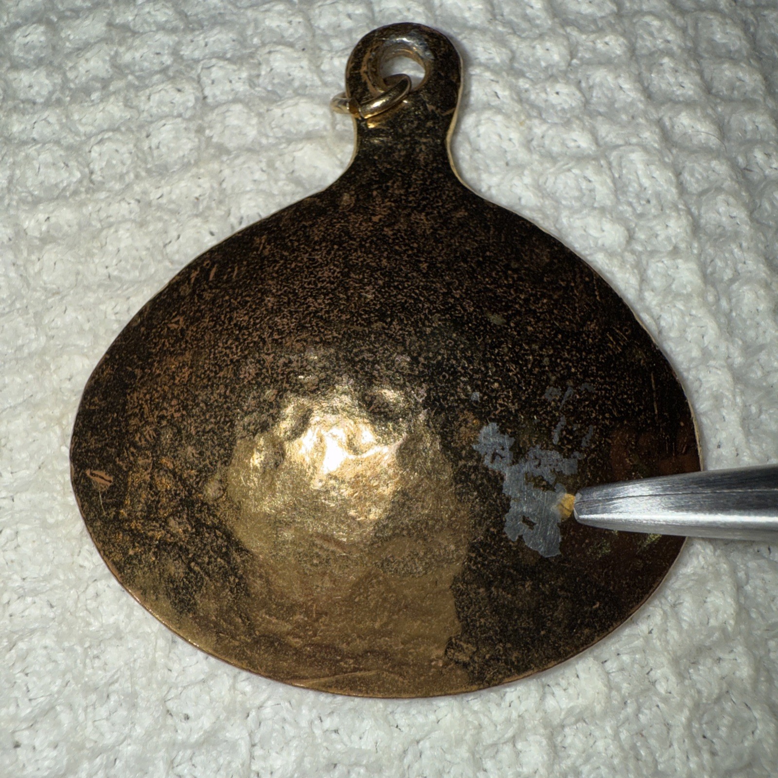 Vintage Brutalist Pendant Signed ZENTALL Brand Gold Tone Textured Teardrop Shape