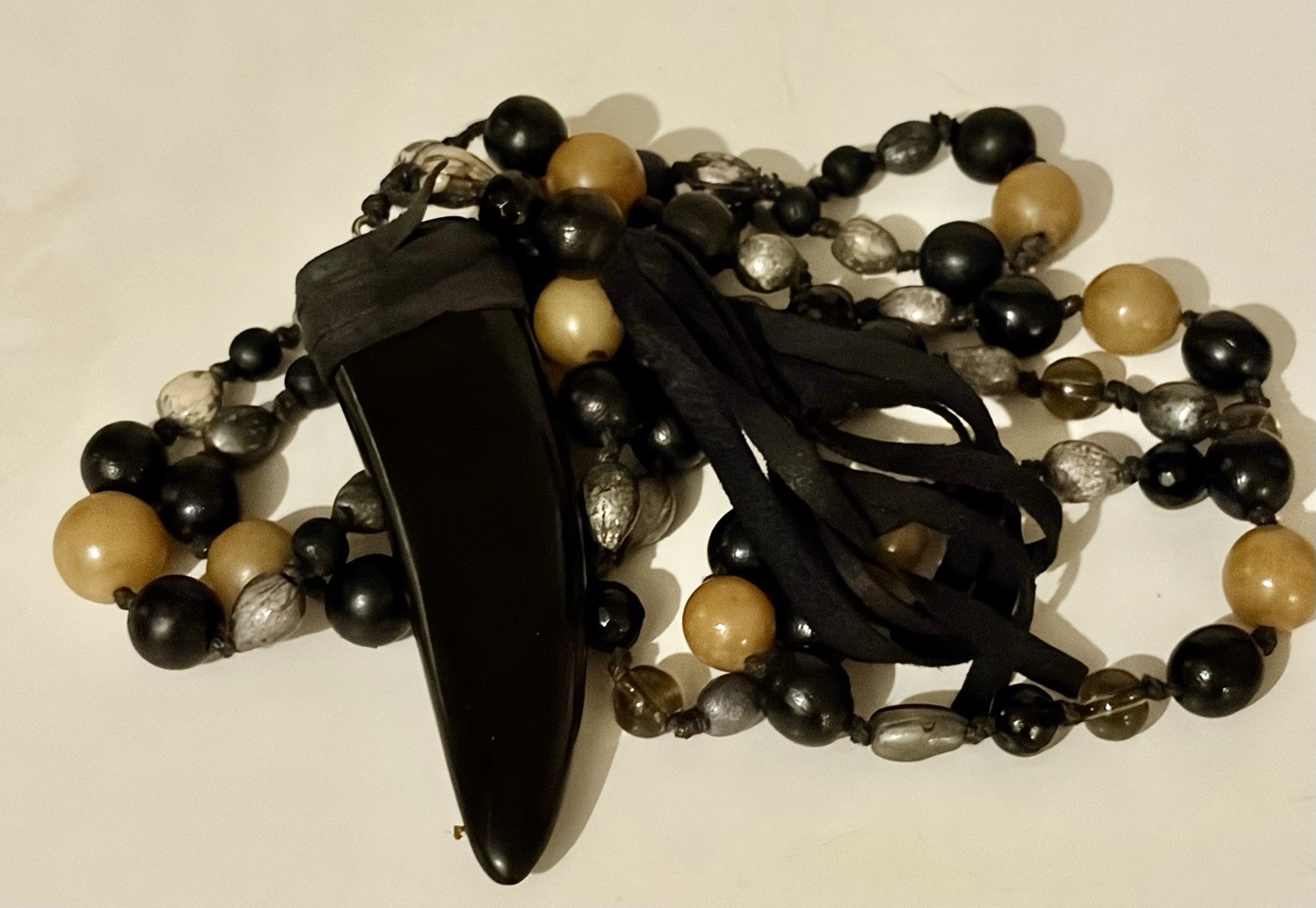 Hand Knot BOHO ~ Resin, Nut , Glass , Wood, Suede- Craftsmanship Visual Appeal