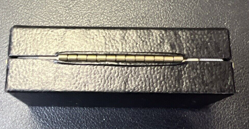 Vintage Foster 5mm Round Black Onyx Oval Silver Tone Tie Tack Pin with Chain