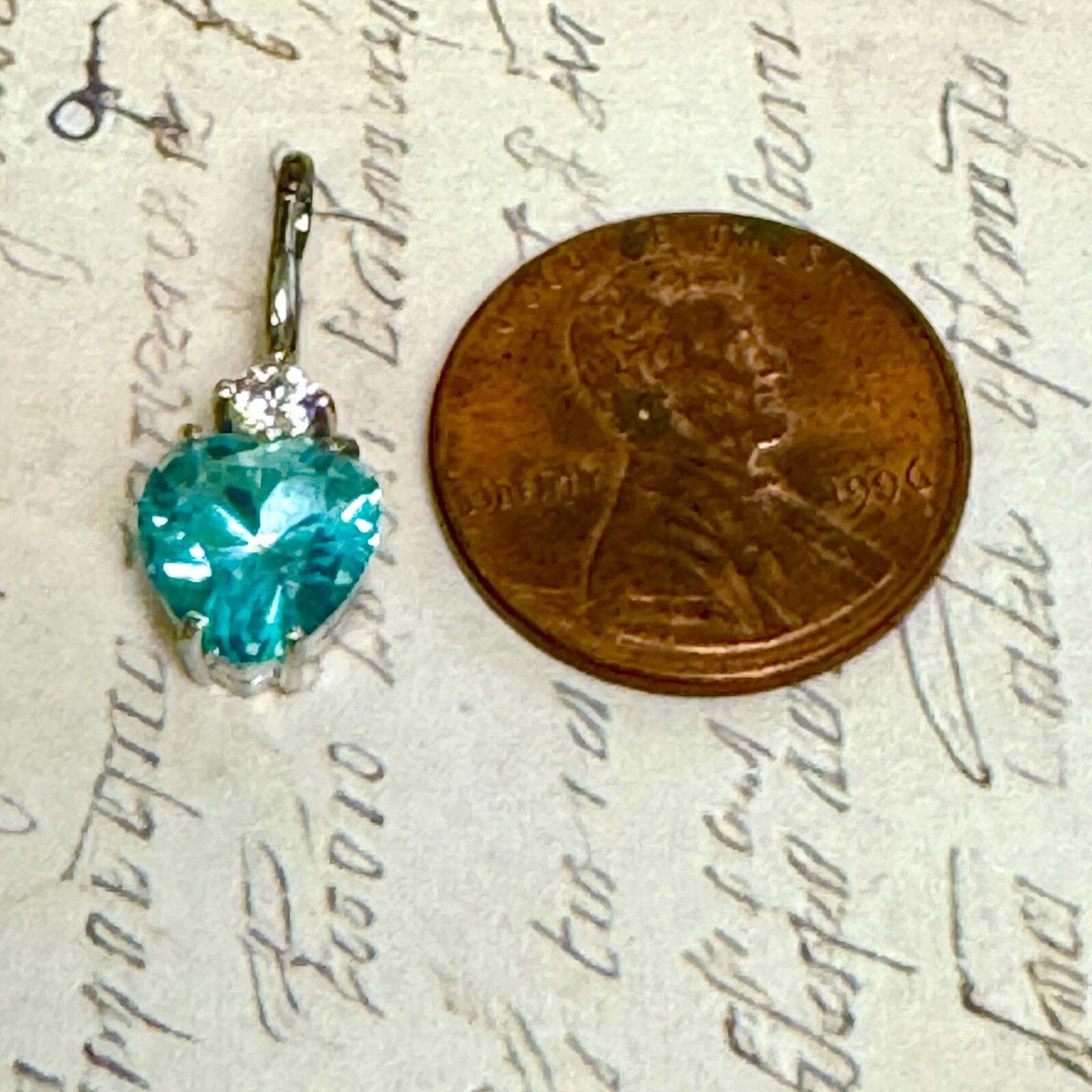 Vintage 585 14K White Gold Blue Topaz Pendant – Eastern European Design -#1223